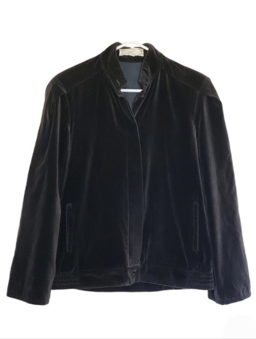 7166 * Adrienne Vittadini Velvet Button Jacket Black Size 11/12 Vintage